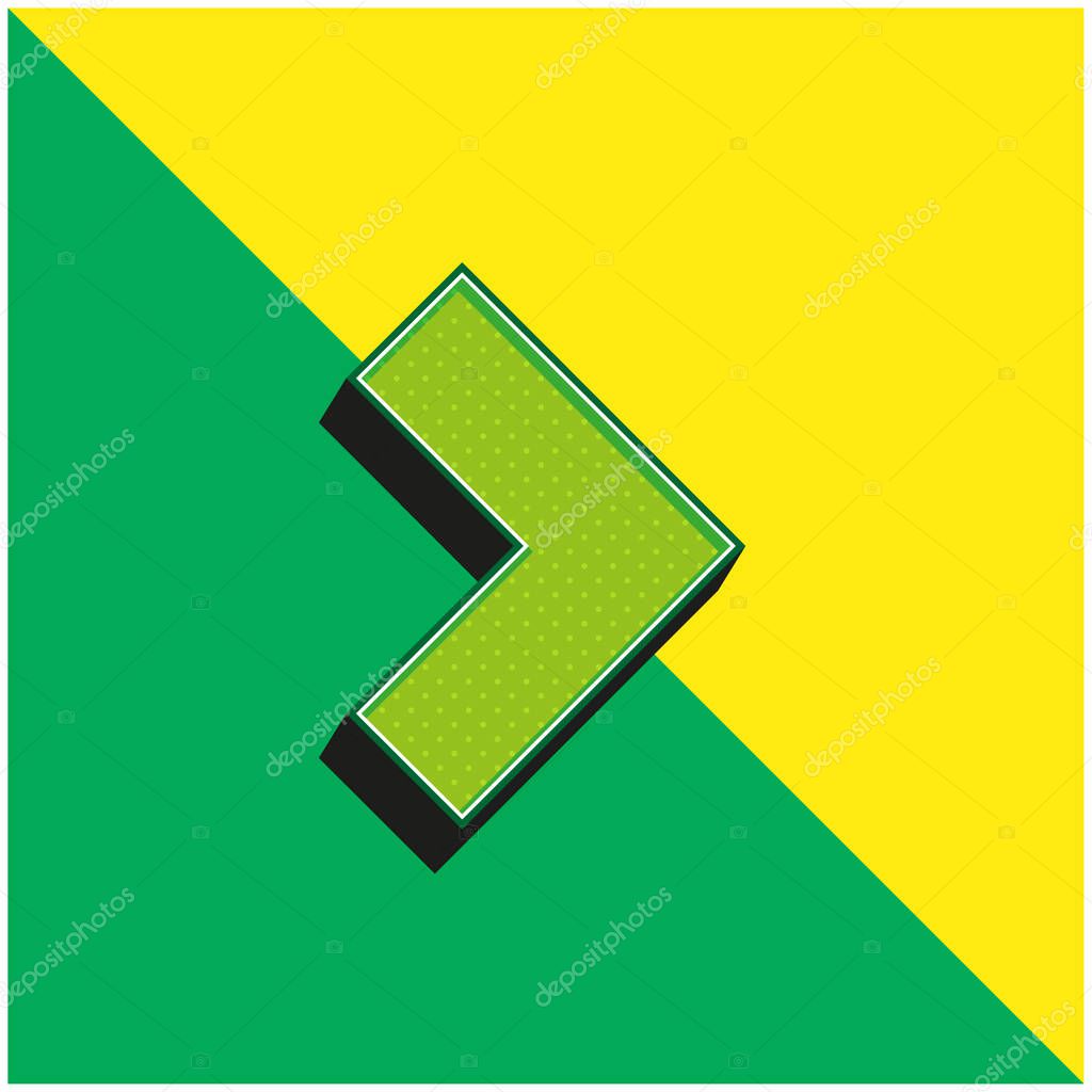 Backward Arrow Green and yellow modern 3d vector icon logo