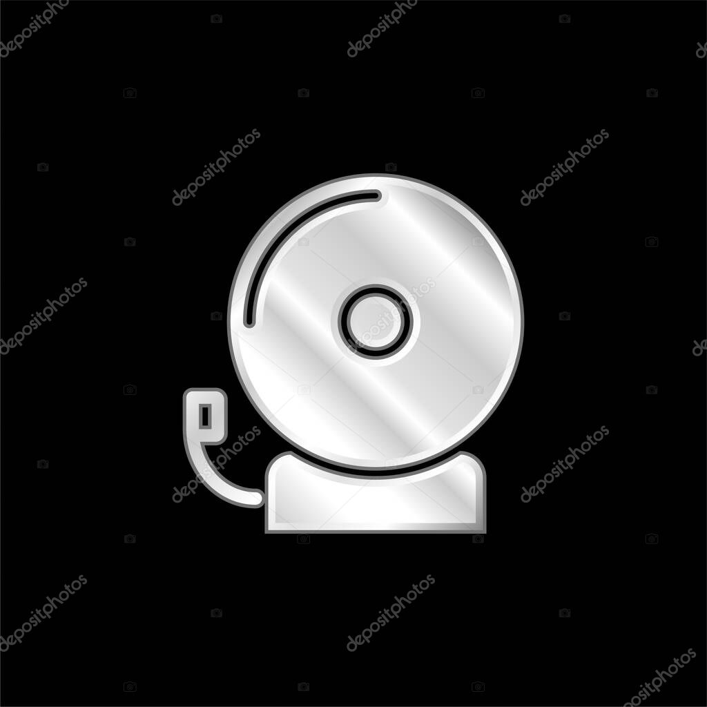 Alarm silver plated metallic icon