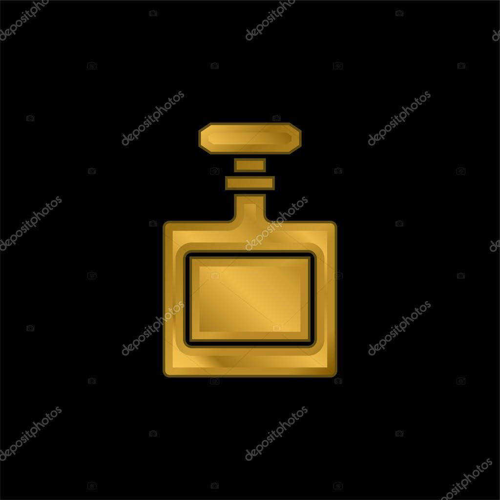 Bottle gold plated metalic icon or logo vector