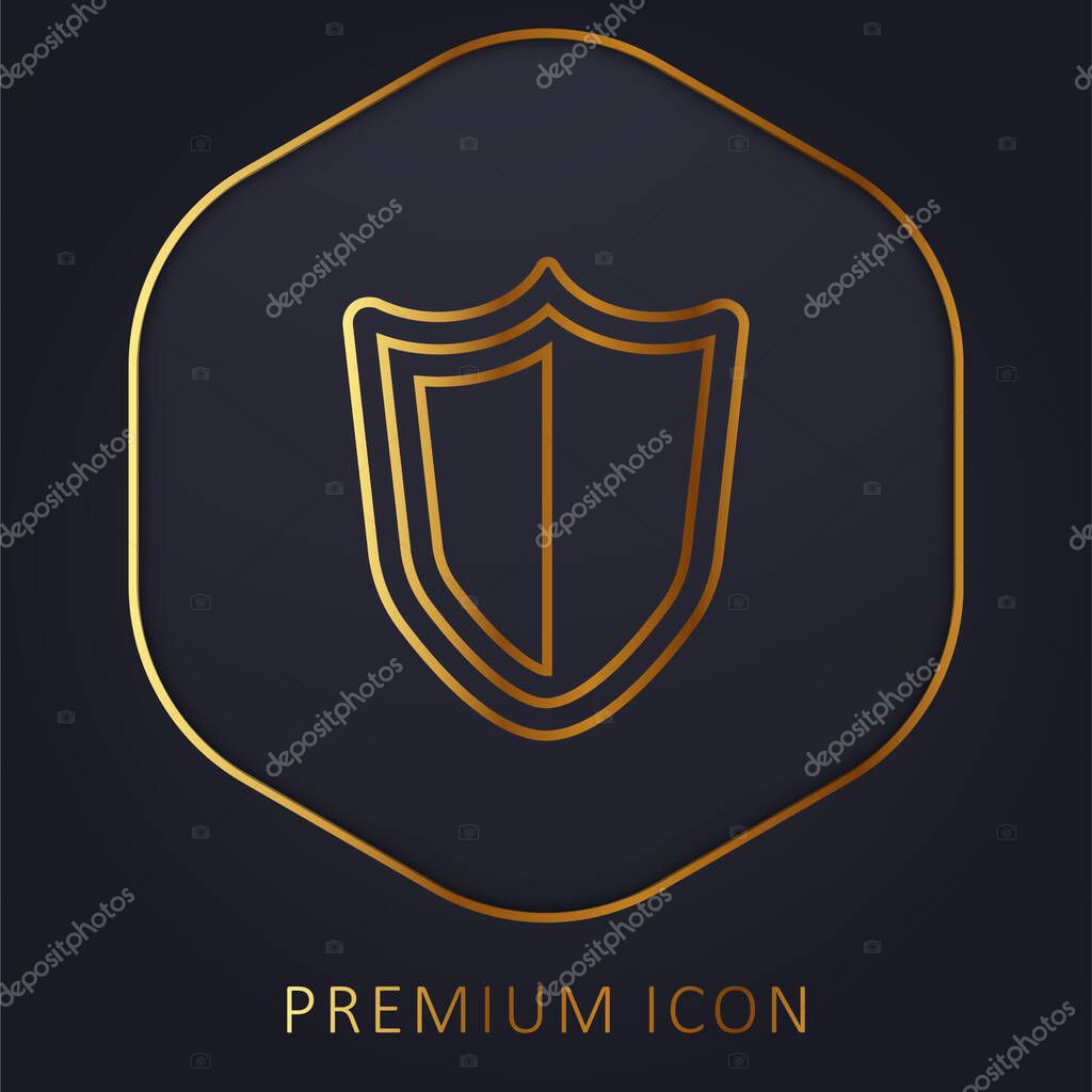 Big Defense Shield golden line premium logo or icon