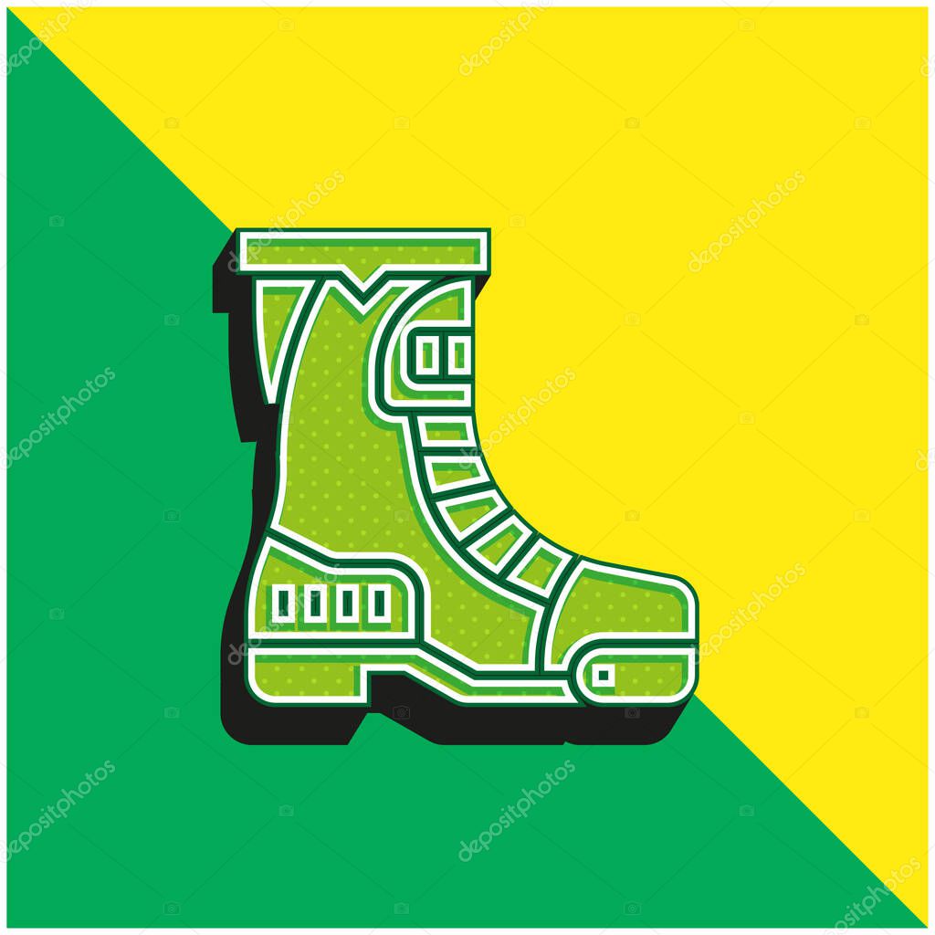 Boots Green and yellow modern 3d vector icon logo