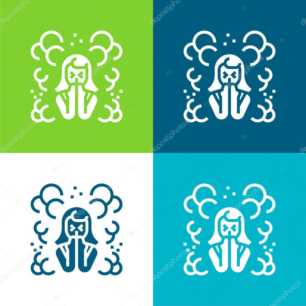Air Pollution Flat four color minimal icon set