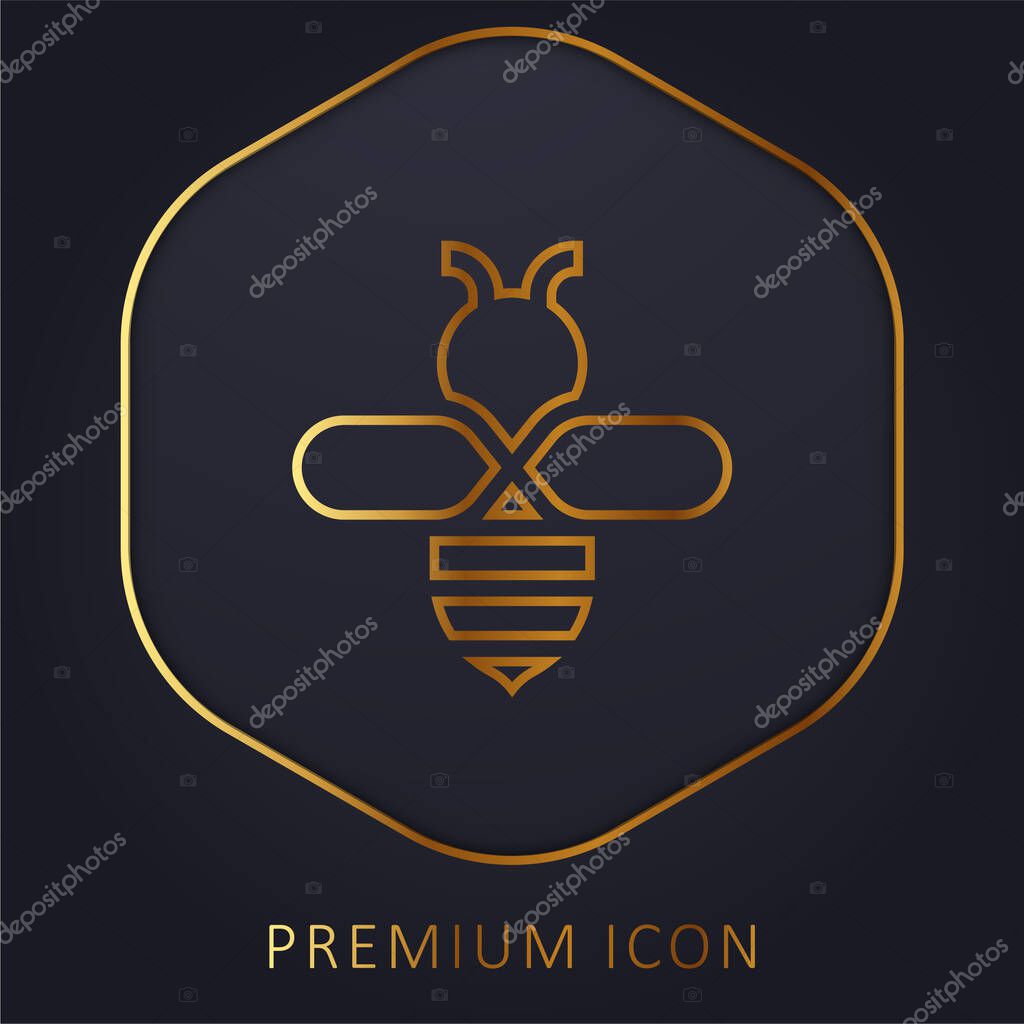 Bee golden line premium logo or icon