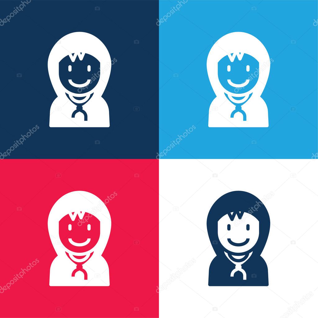 Boy blue and red four color minimal icon set