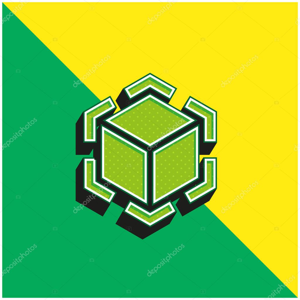 3d Modeling Green and yellow modern 3d vector icon logo