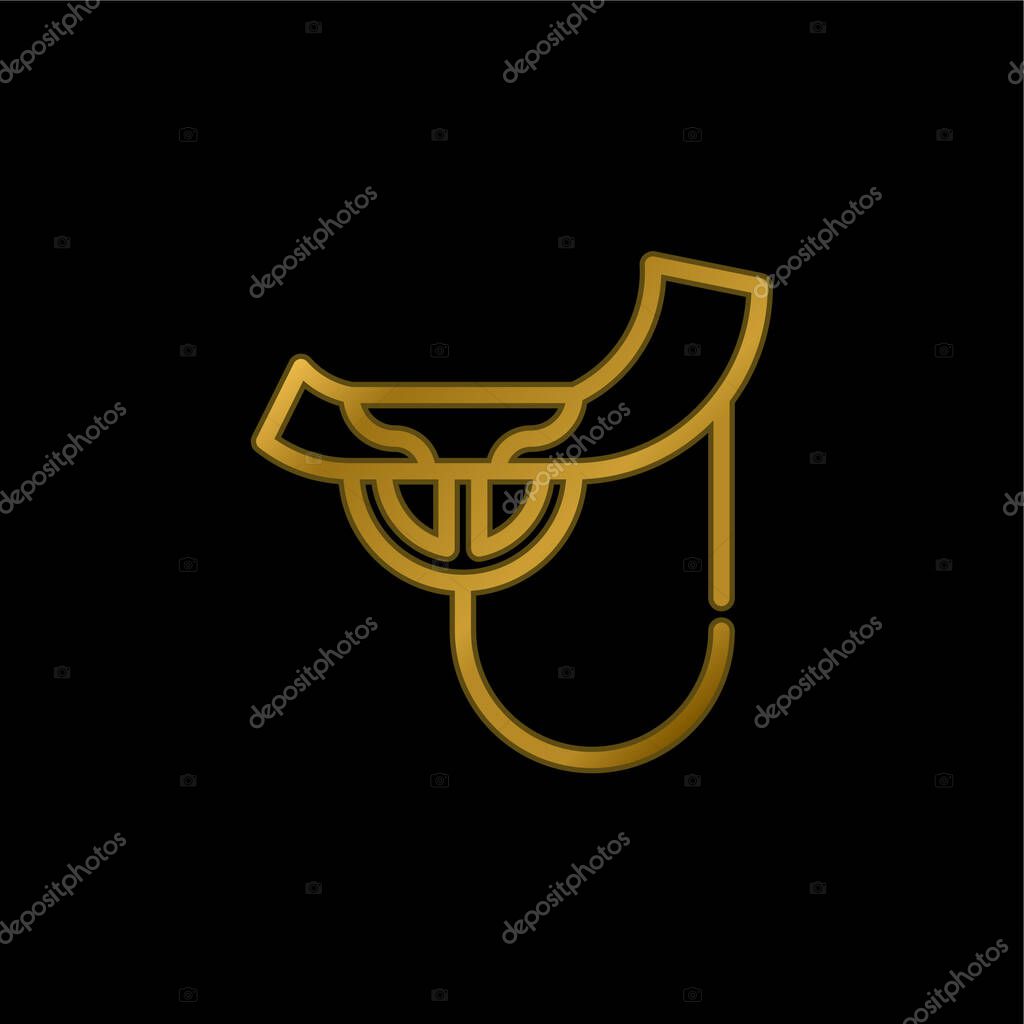 Alboka gold plated metalic icon or logo vector