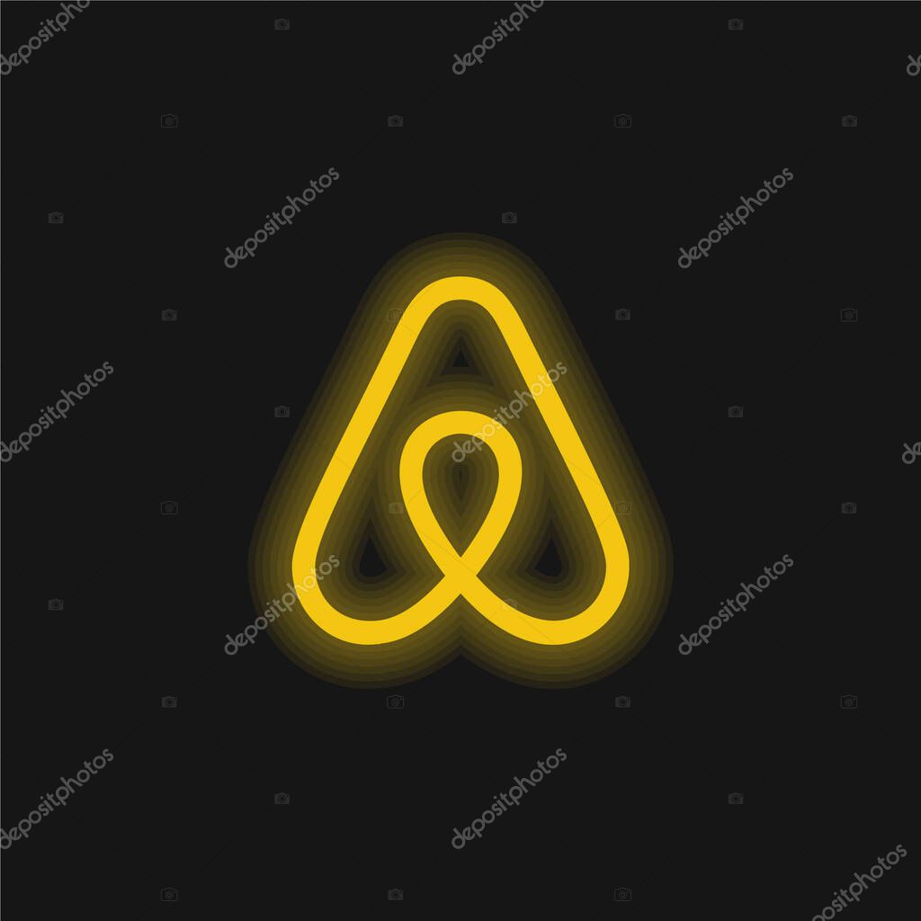 Airbnb yellow glowing neon icon