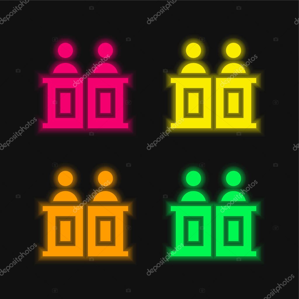 Advocate four color glowing neon vector icon