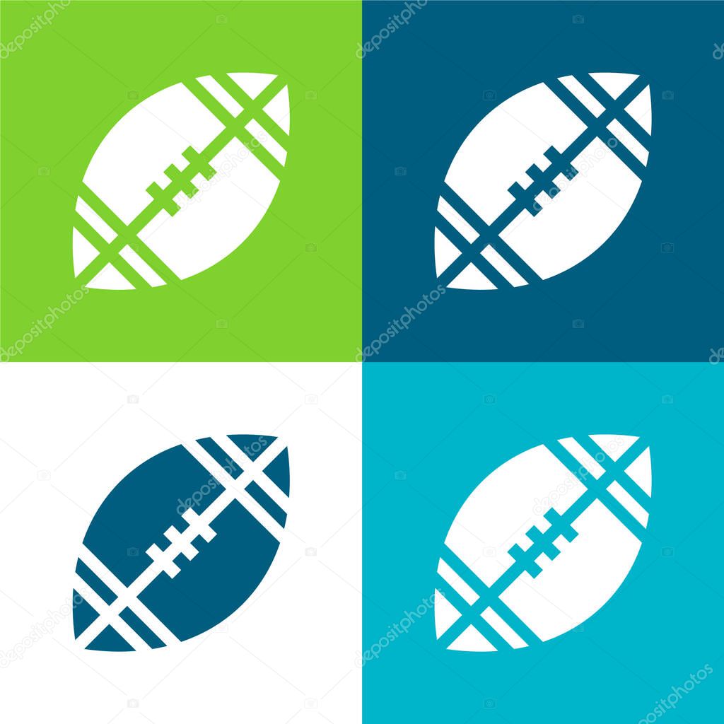 American Football Flat four color minimal icon set