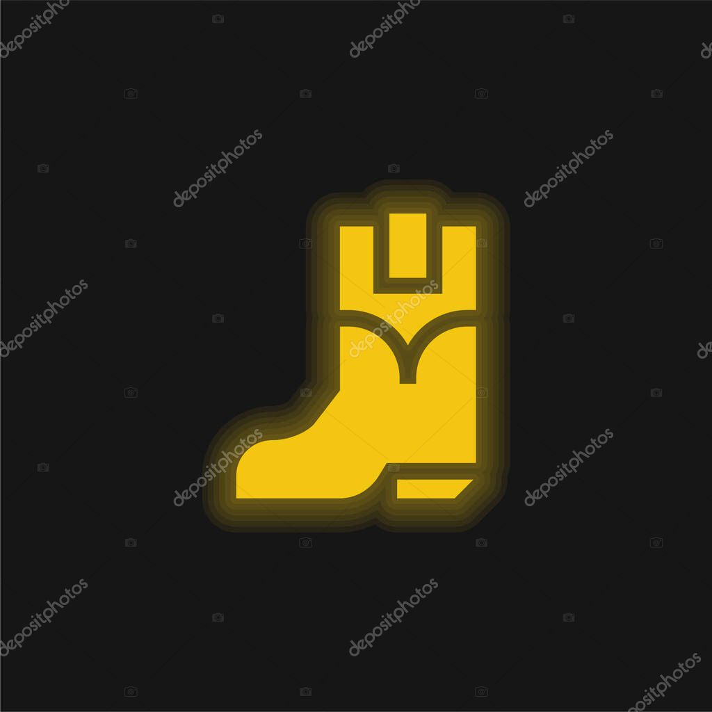 Boots yellow glowing neon icon