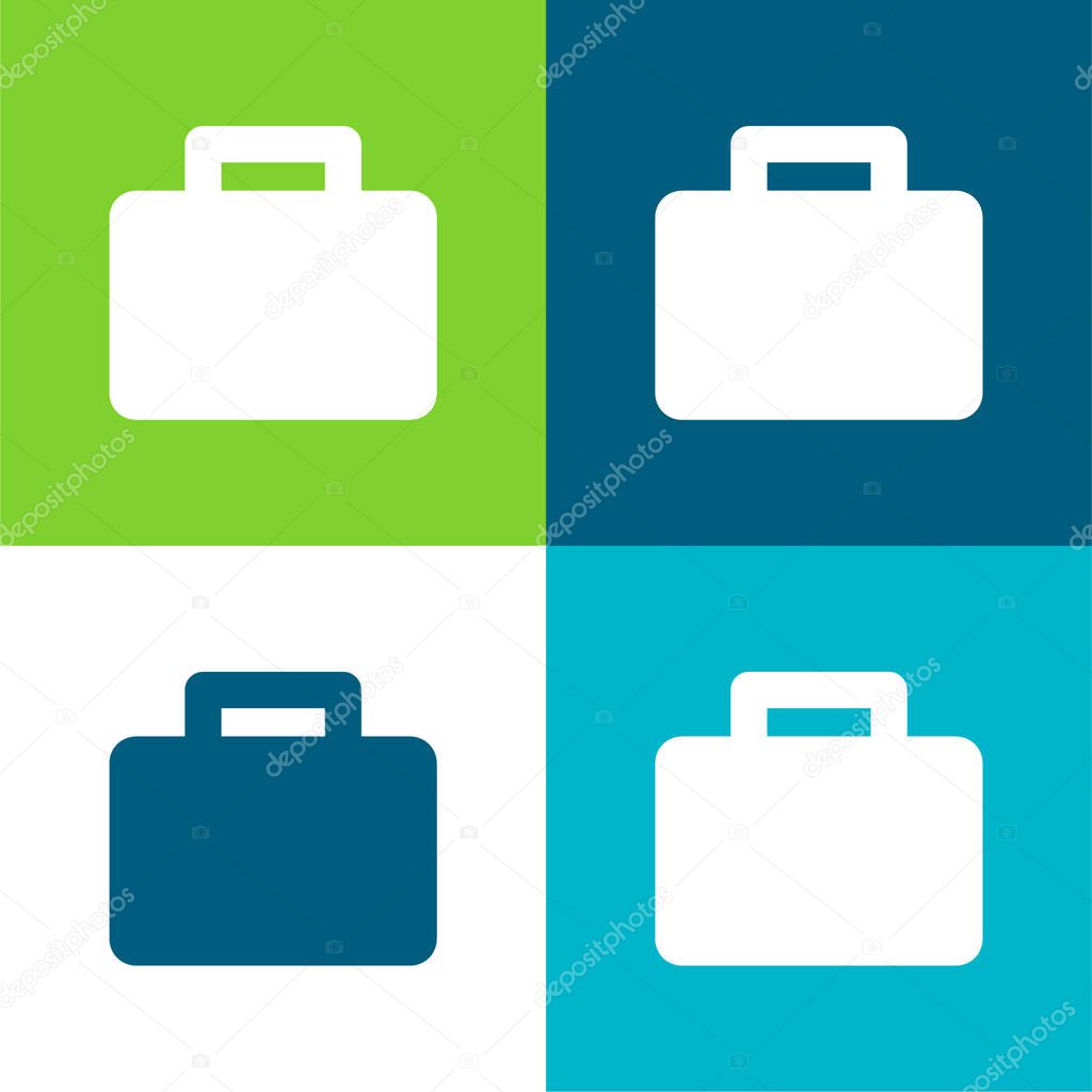 Black Suitcase Flat four color minimal icon set