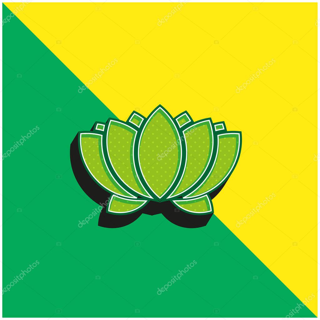 Aquatic Flower Green and yellow modern 3d vector icon logo