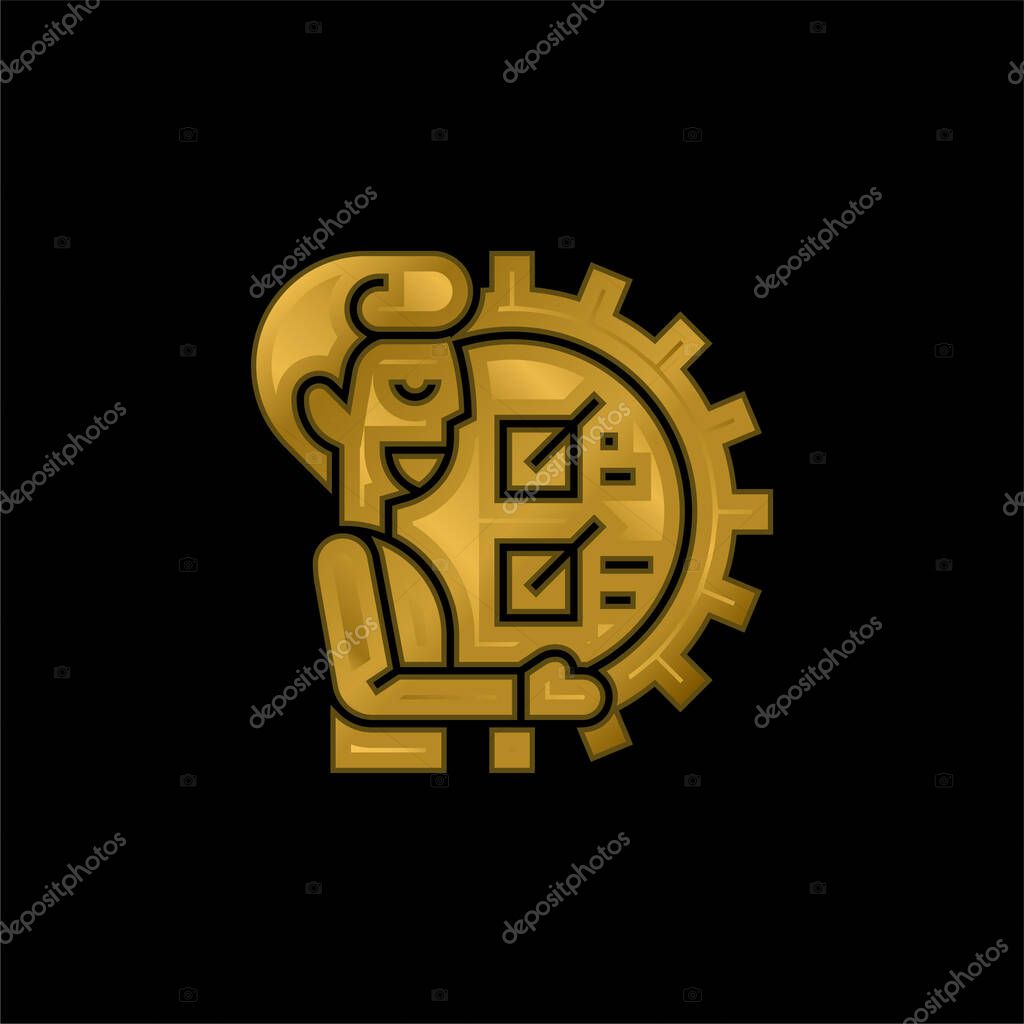 Ability gold plated metalic icon or logo vector