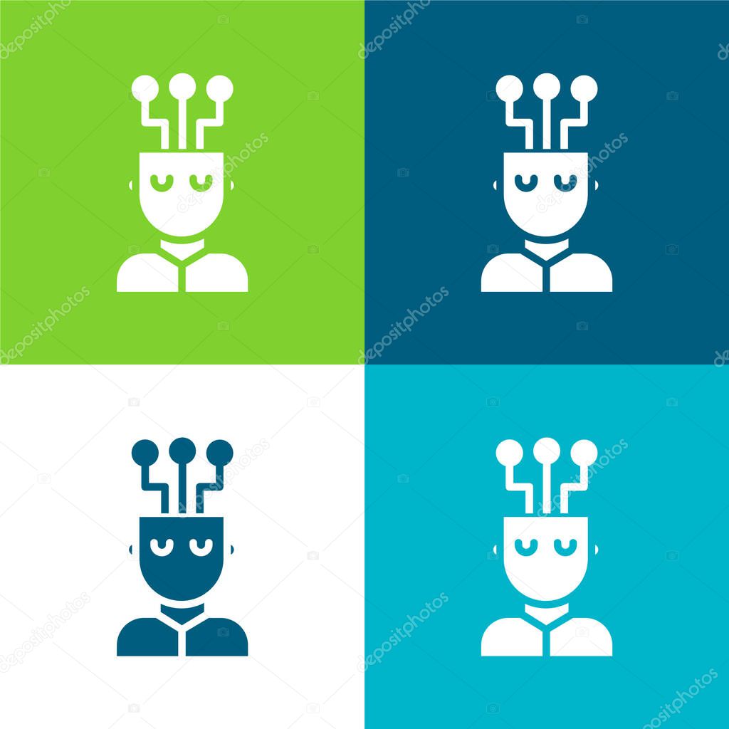 AI Flat four color minimal icon set