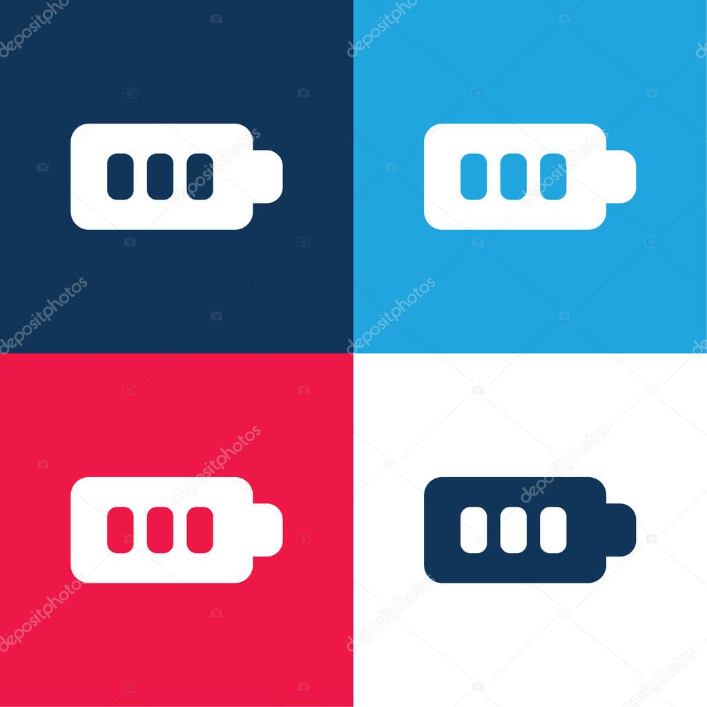 Battery blue and red four color minimal icon set