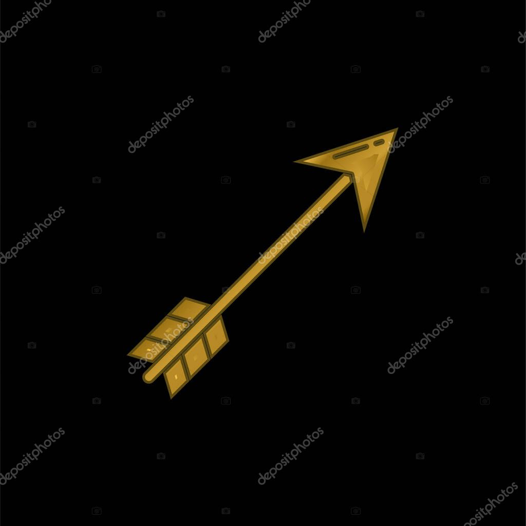 Arrow gold plated metalic icon or logo vector