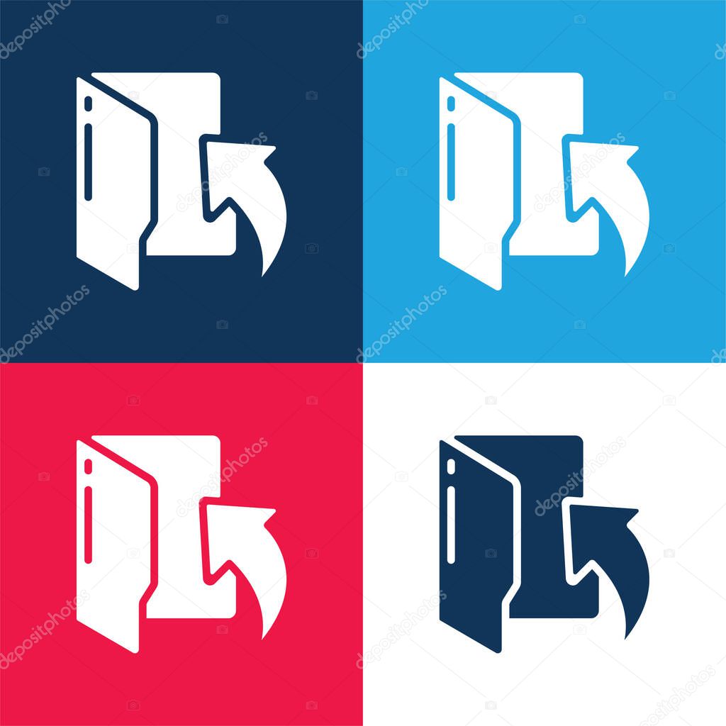Arrow blue and red four color minimal icon set