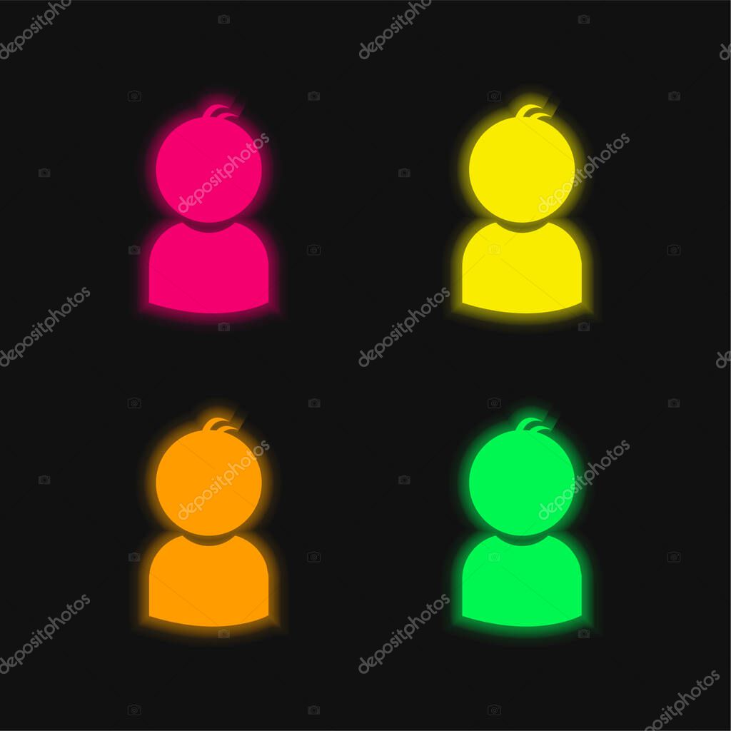 Boy four color glowing neon vector icon