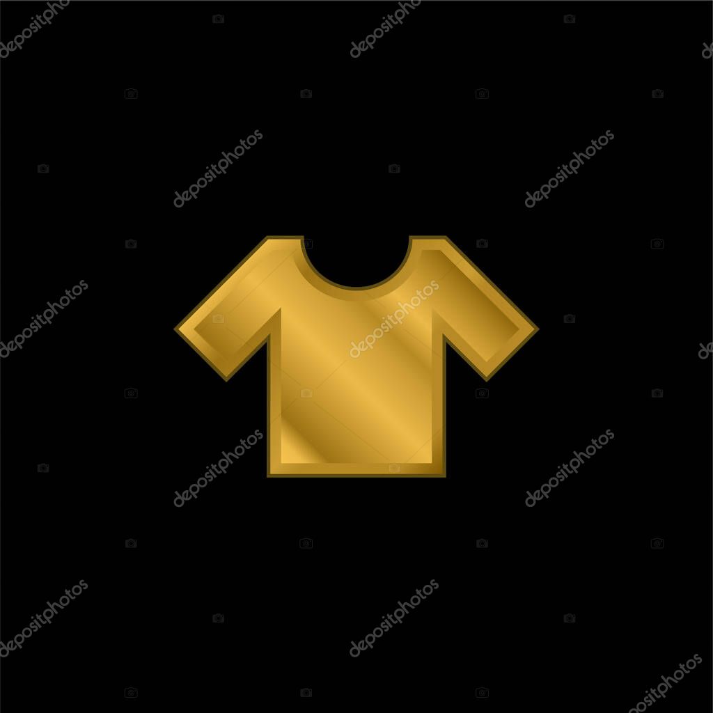 Basic T Shirt gold plated metalic icon or logo vector