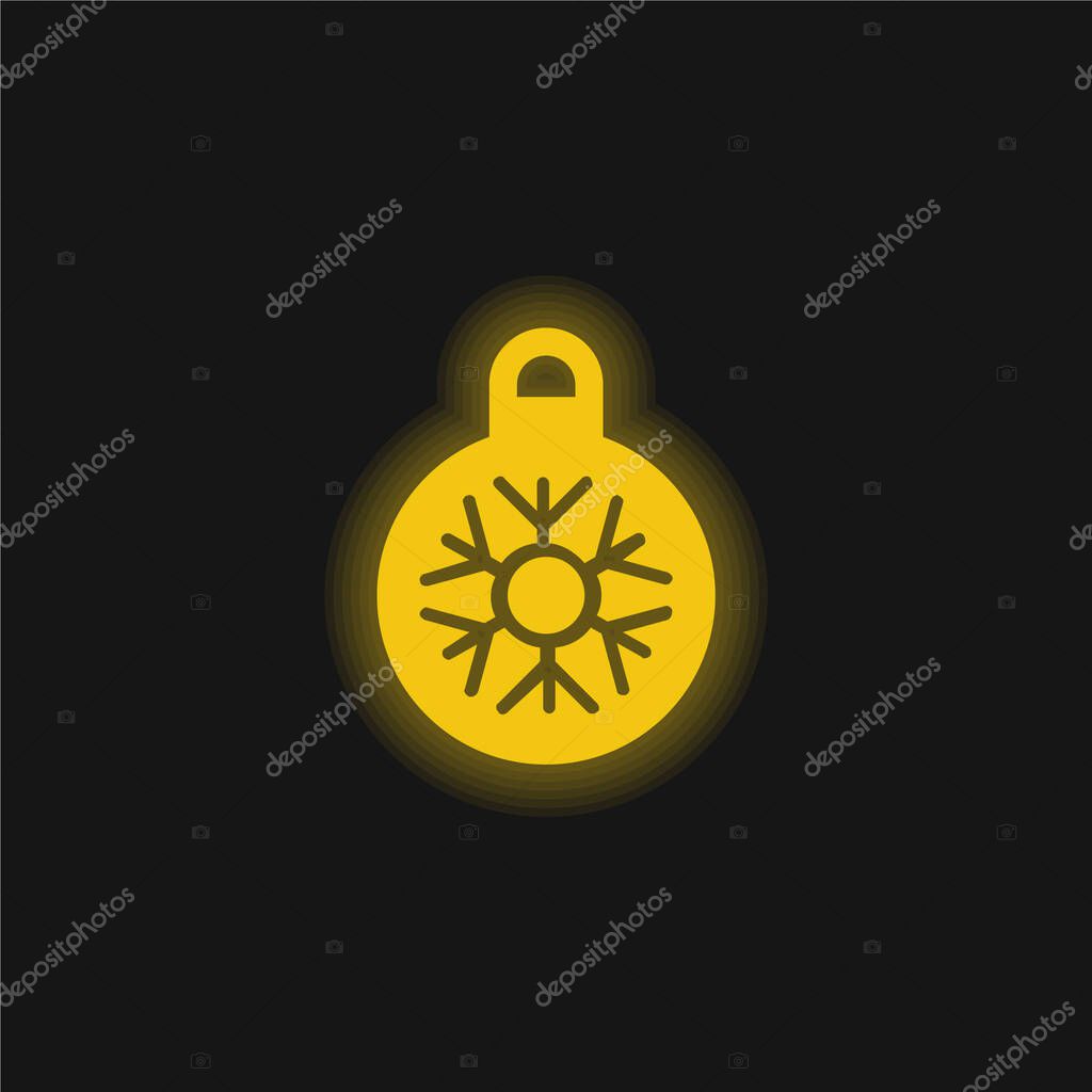 Bauble yellow glowing neon icon