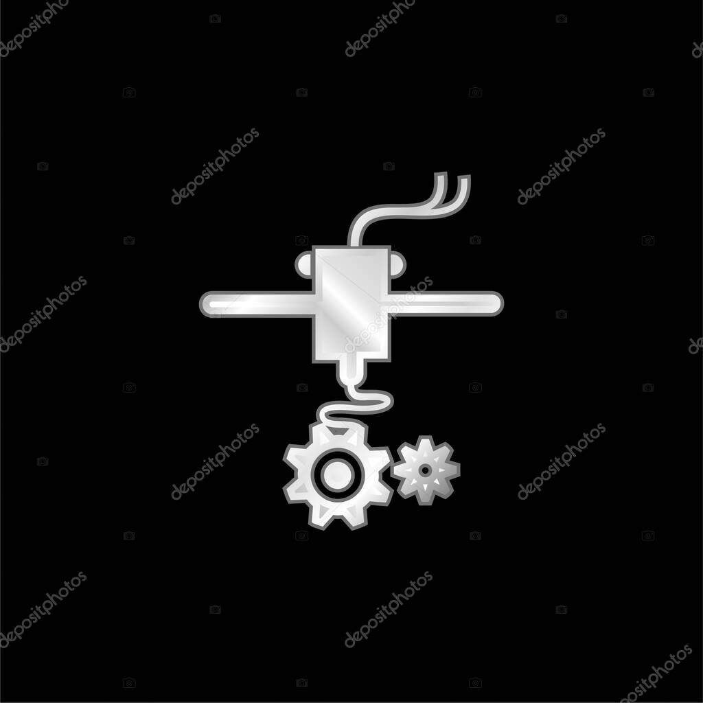 3d Printer Settings Symbol silver plated metallic icon