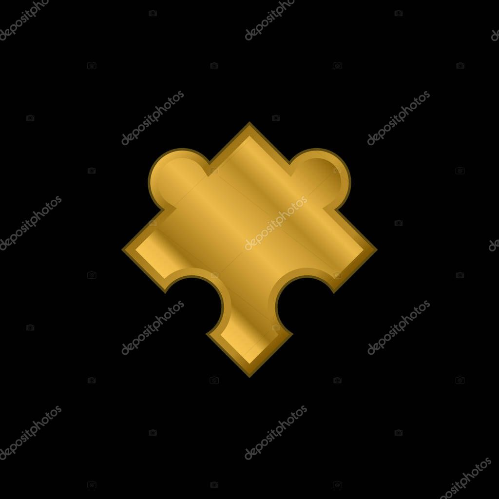 Black Puzzle Piece Rotated Shape gold plated metalic icon or logo vector