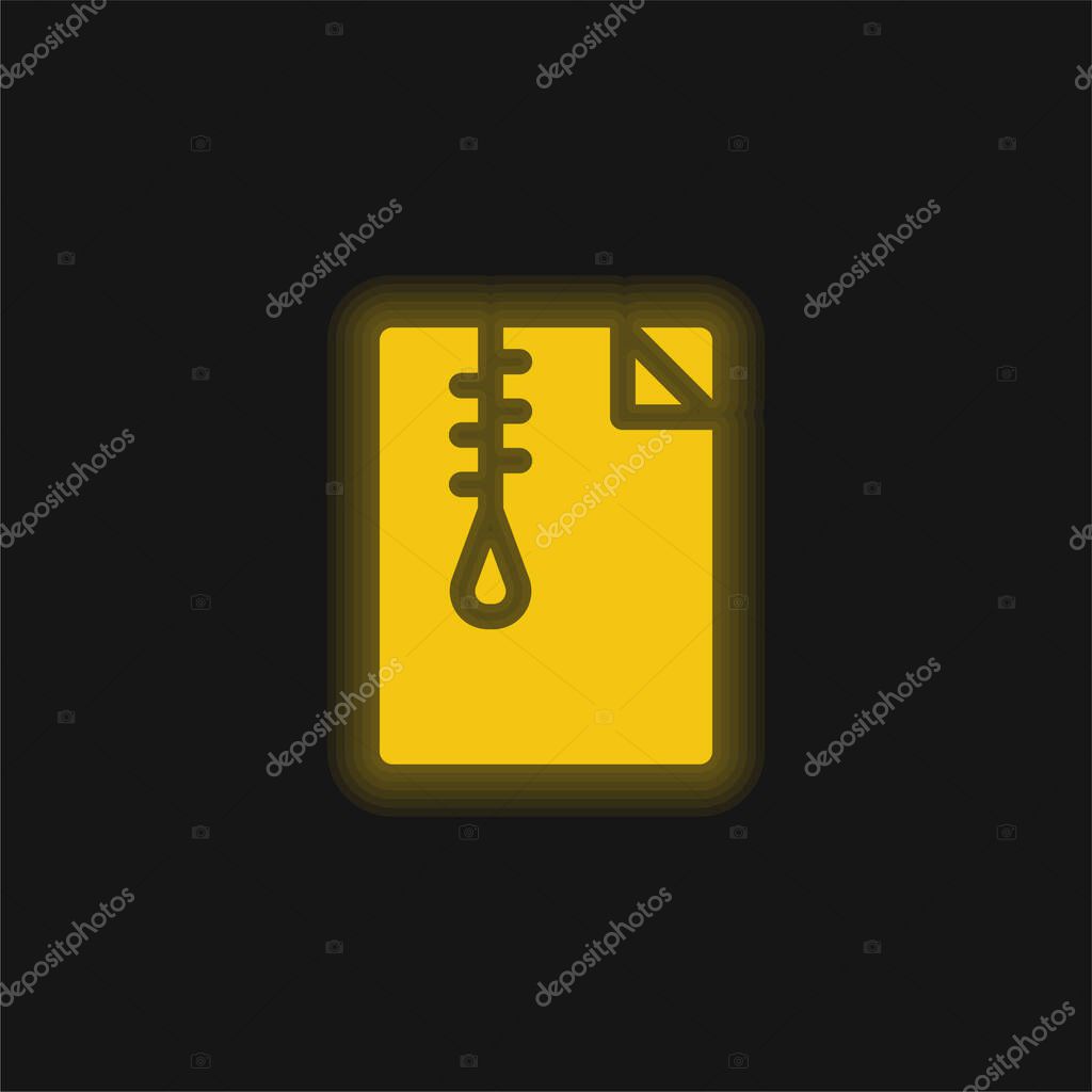 Archive yellow glowing neon icon
