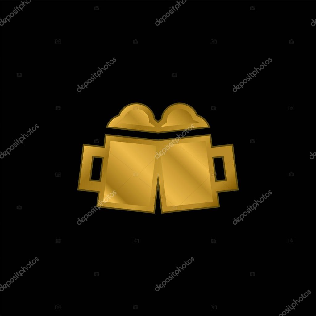 Beer Mug gold plated metalic icon or logo vector