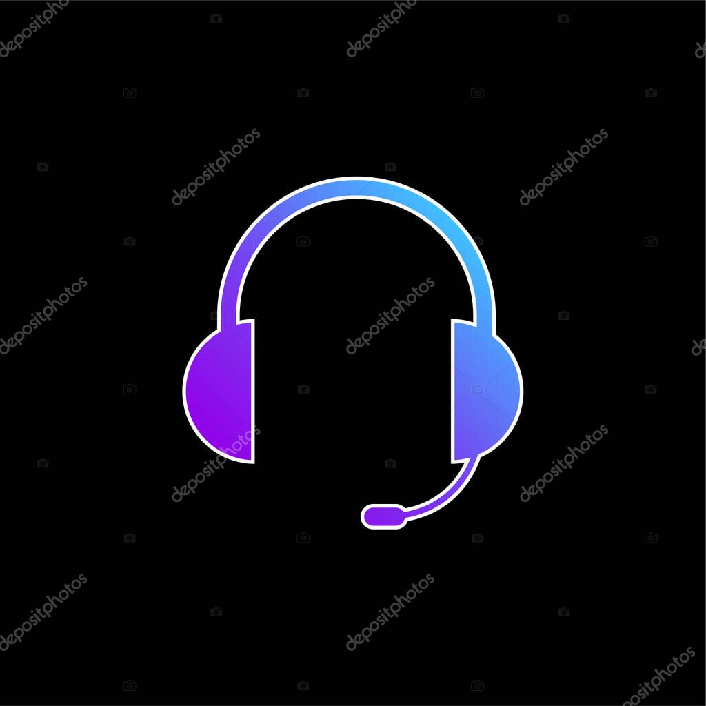 Audio Headset Of Auriculars With Microphone Included blue gradient vector icon