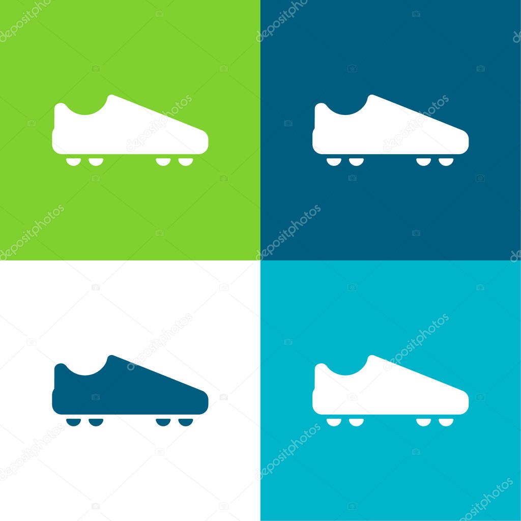 American Football Black Shoe Flat four color minimal icon set