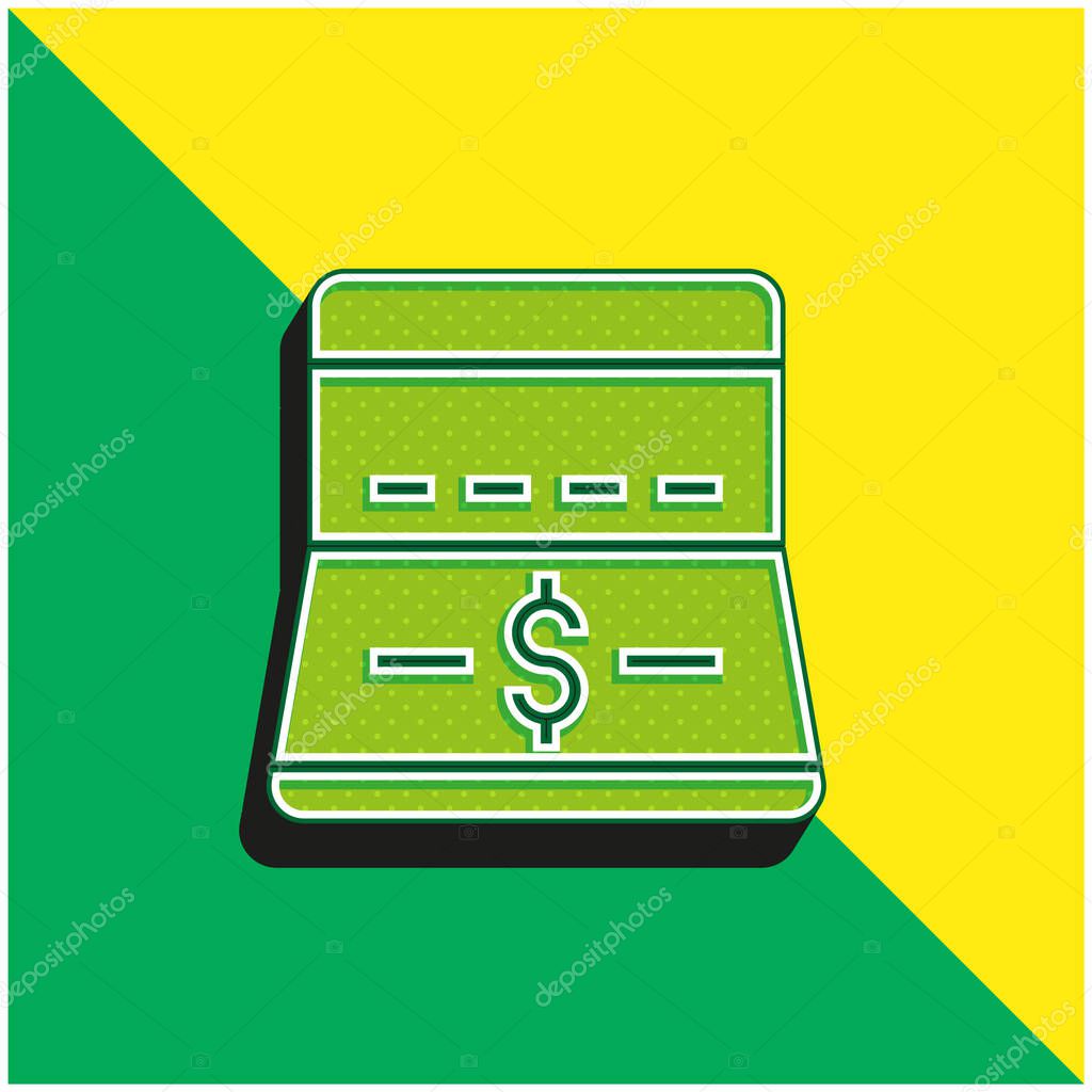 Bank Green and yellow modern 3d vector icon logo