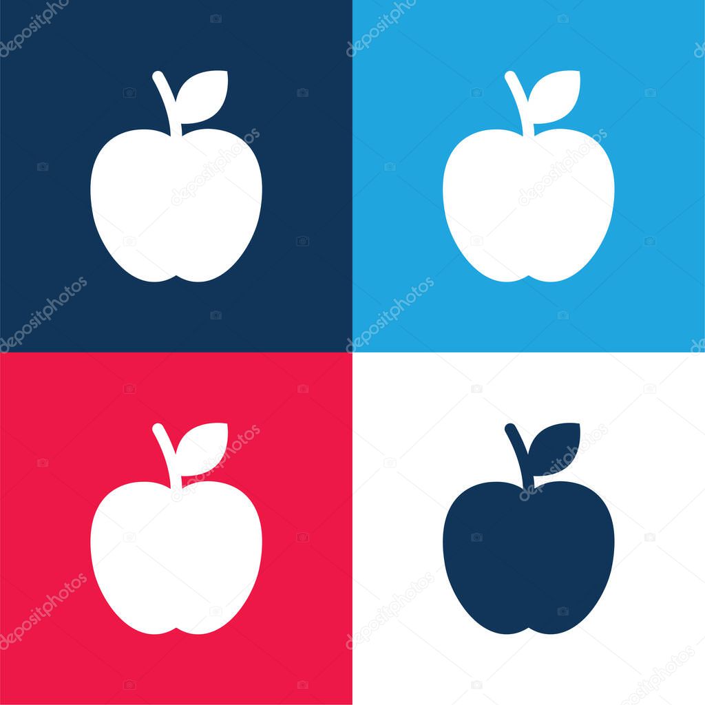 Apple blue and red four color minimal icon set