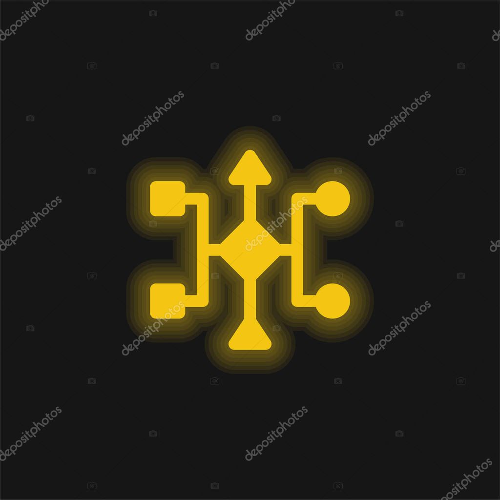 Algorithm yellow glowing neon icon