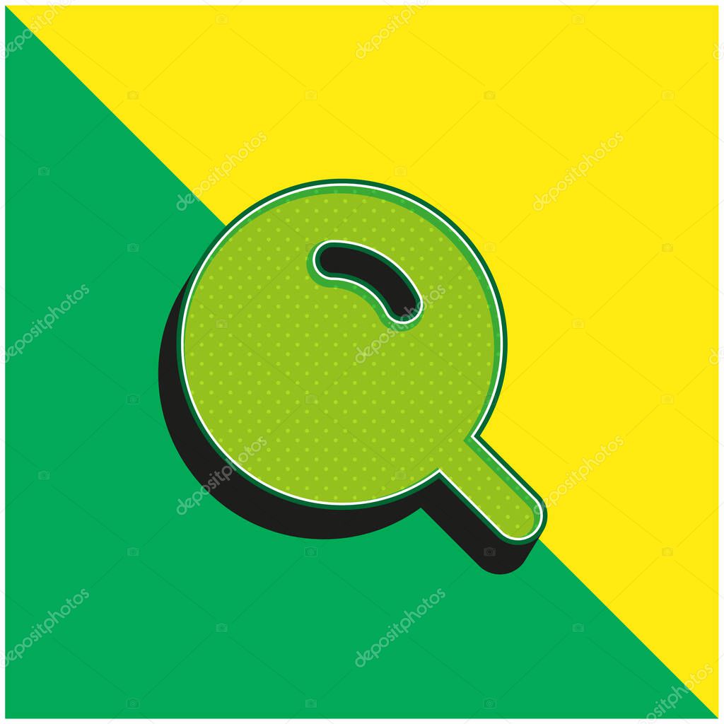 Big Magnifier With Shine Green and yellow modern 3d vector icon logo