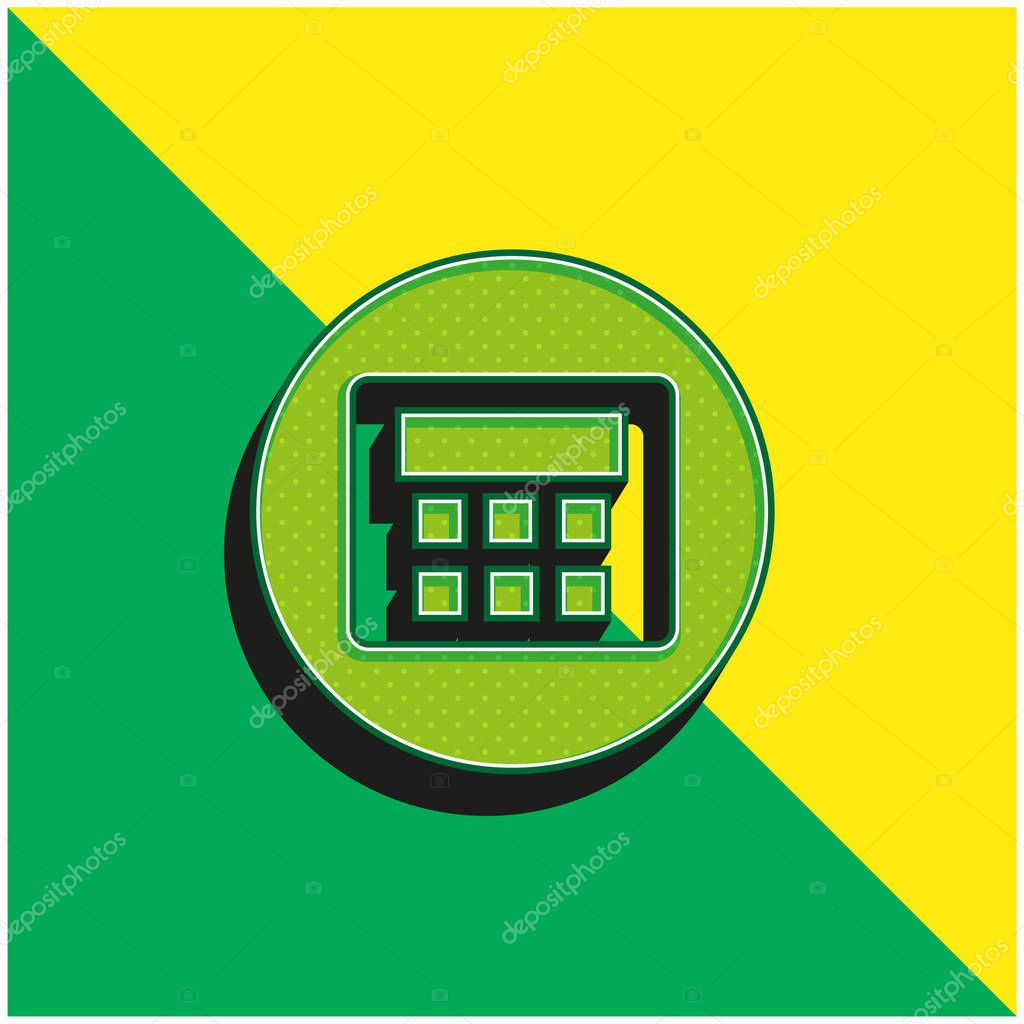 Alarm System With Password Green and yellow modern 3d vector icon logo