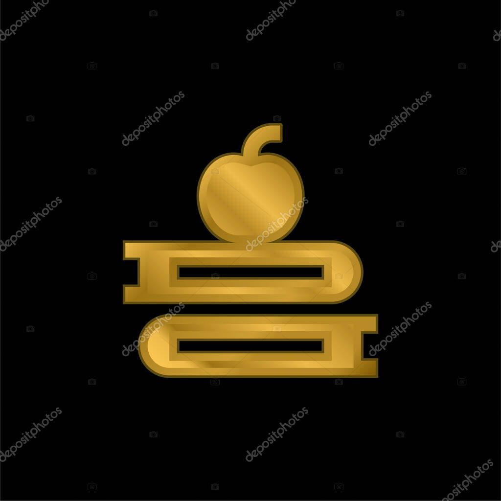 Books gold plated metalic icon or logo vector