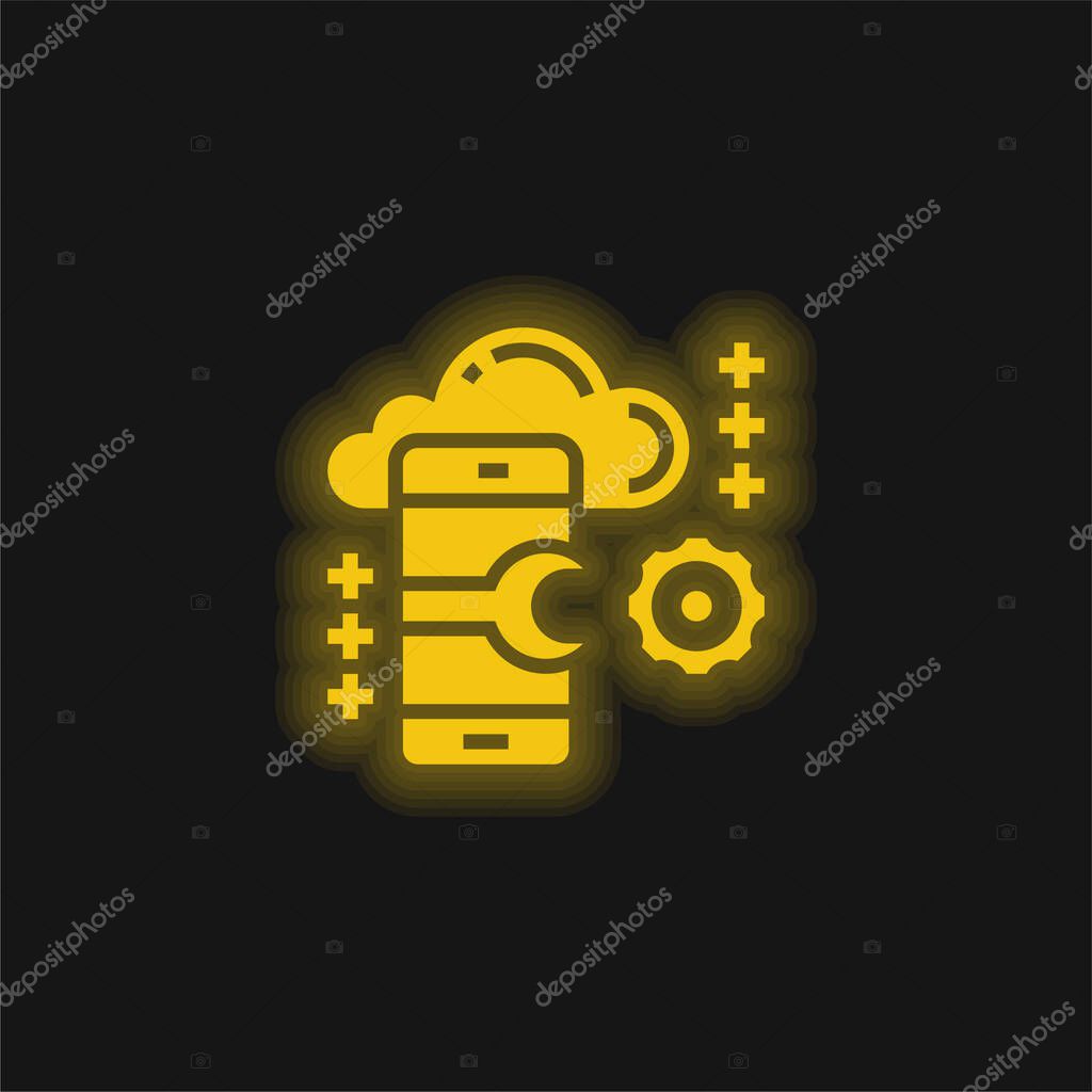 Application yellow glowing neon icon