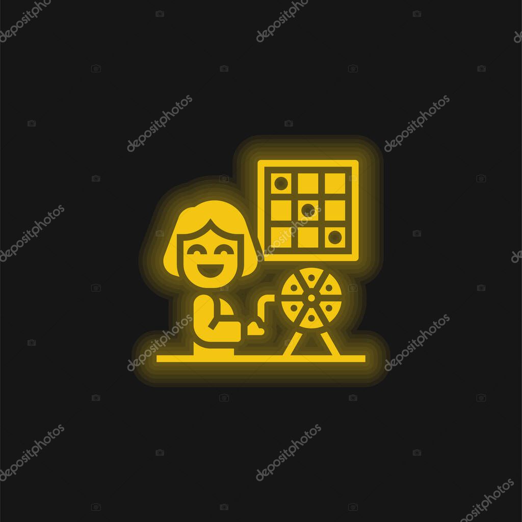 Bingo yellow glowing neon icon
