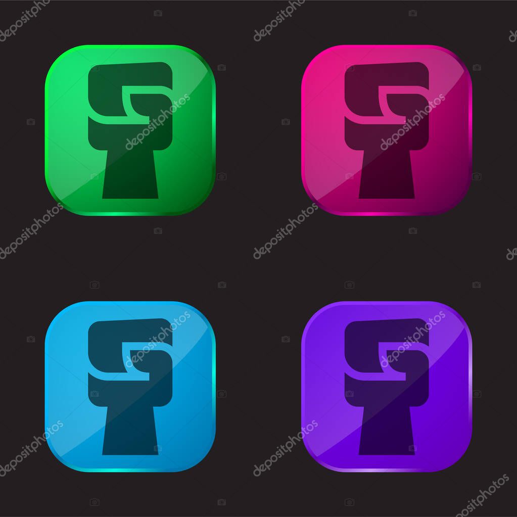 Black Power four color glass button icon