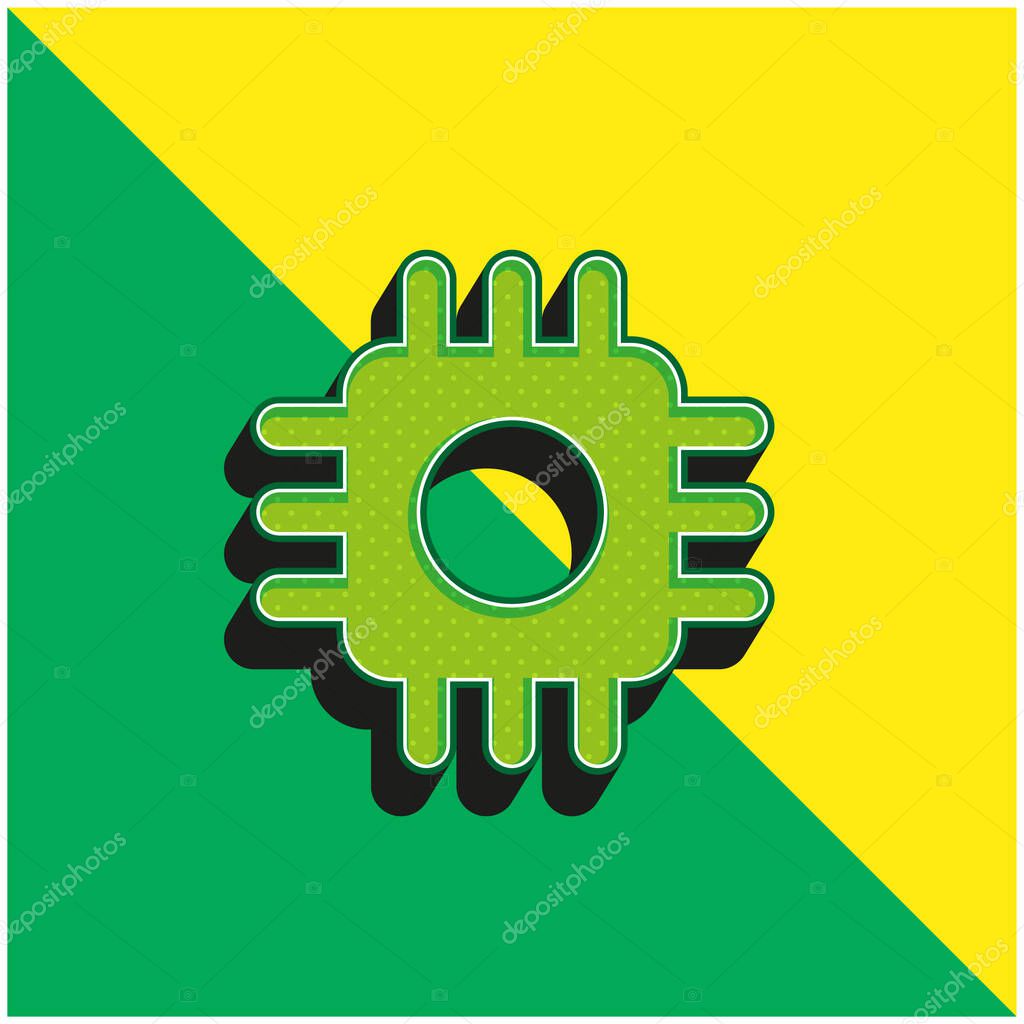 Big Processor Green and yellow modern 3d vector icon logo