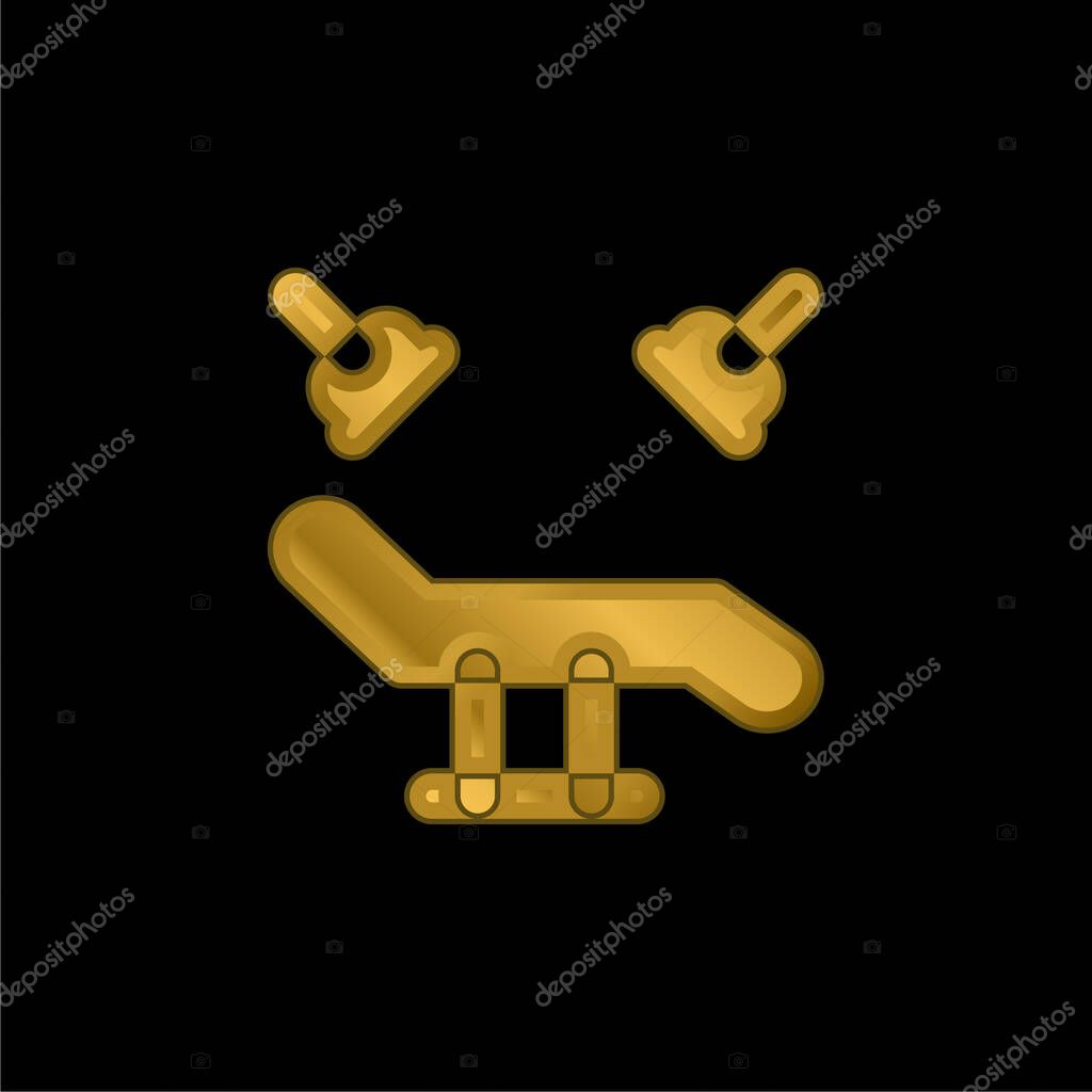 Bed gold plated metalic icon or logo vector
