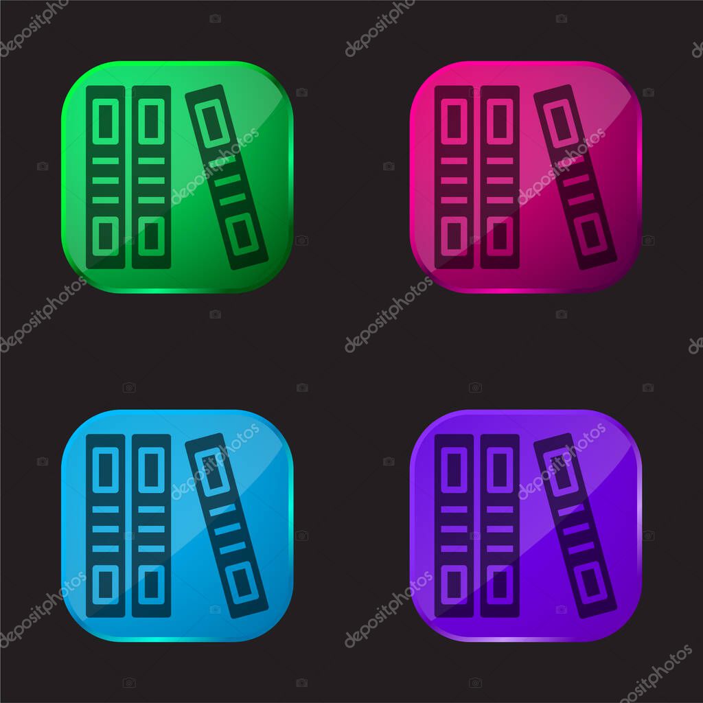 Book four color glass button icon