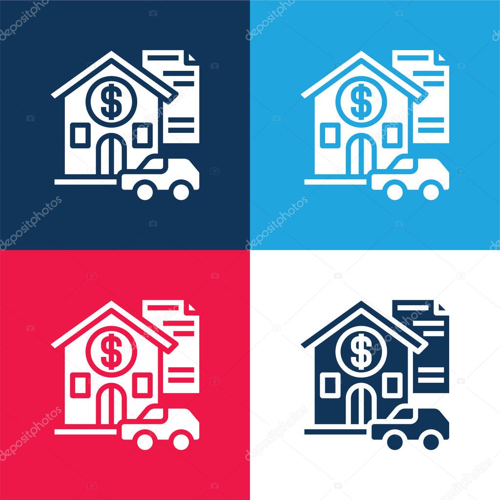 Asset blue and red four color minimal icon set