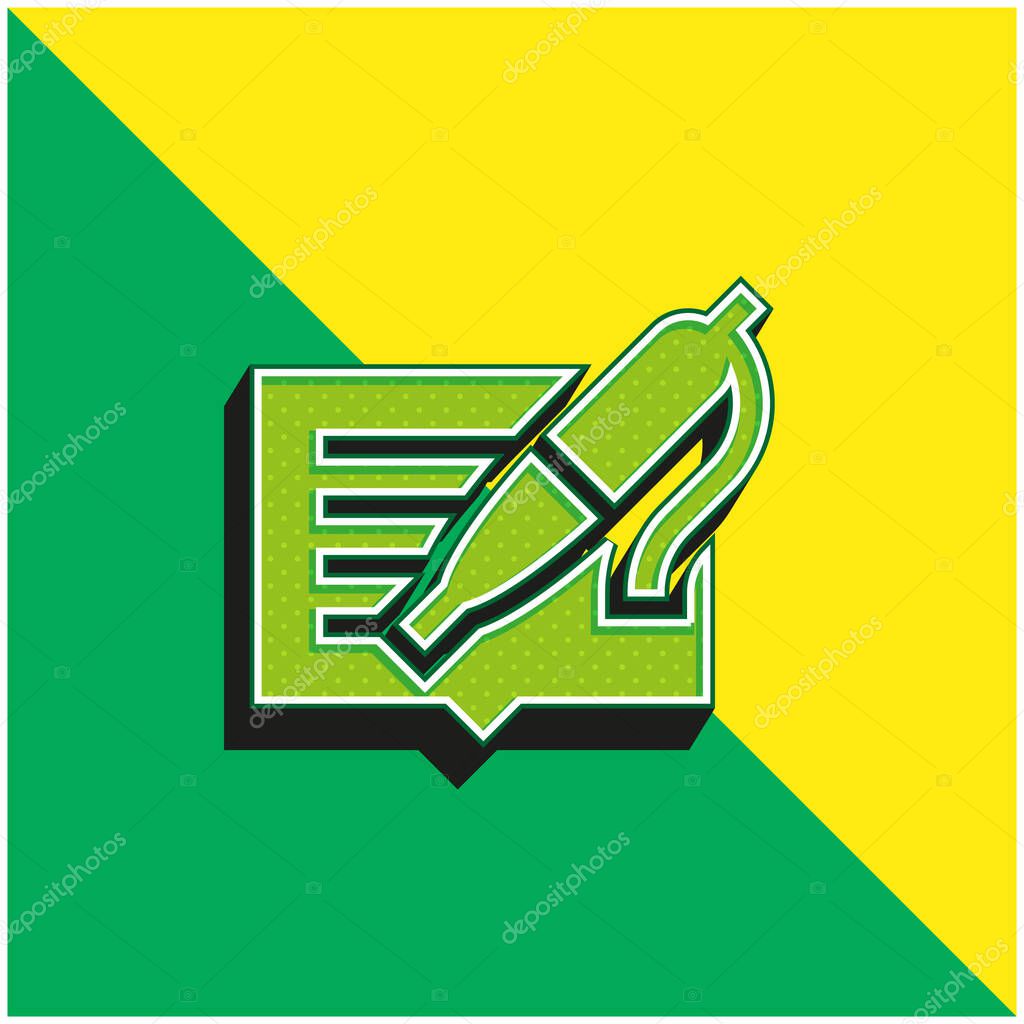 Blog Green and yellow modern 3d vector icon logo