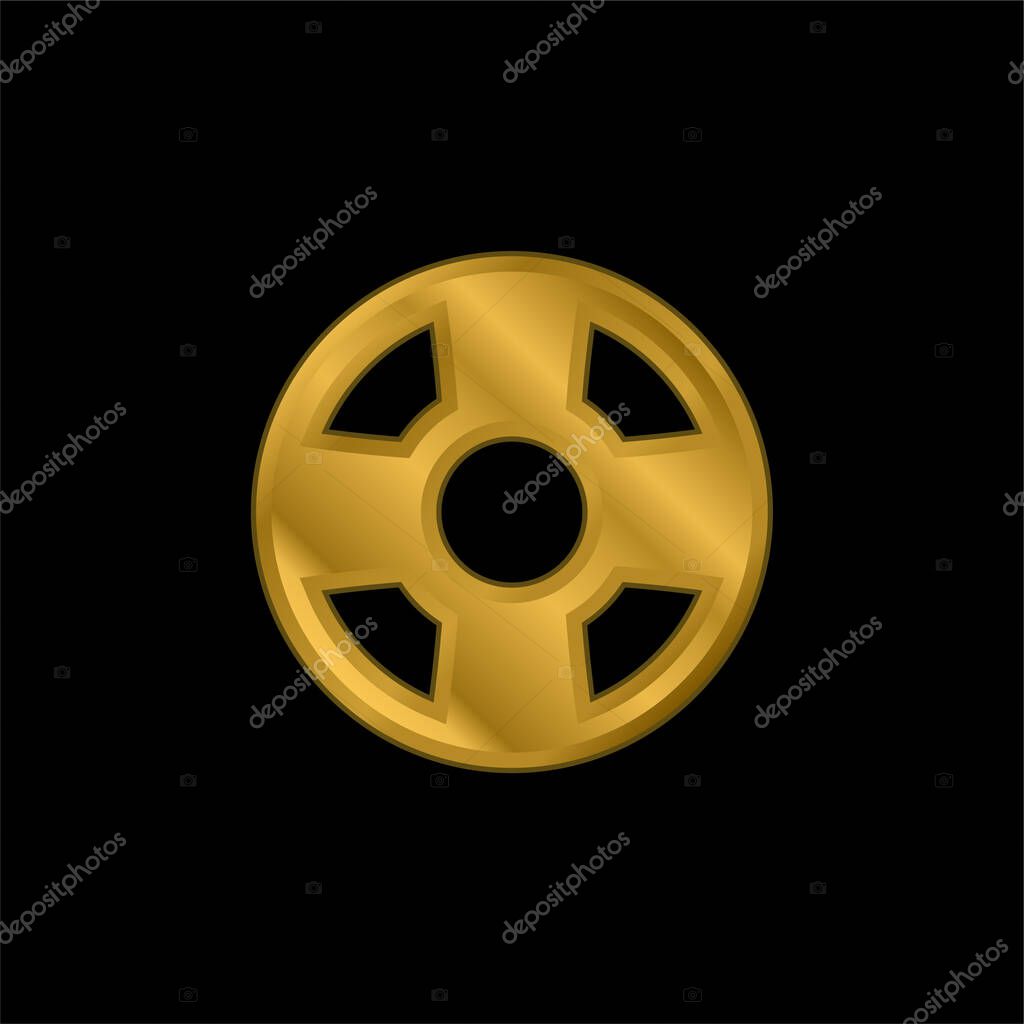 Beach Float gold plated metalic icon or logo vector