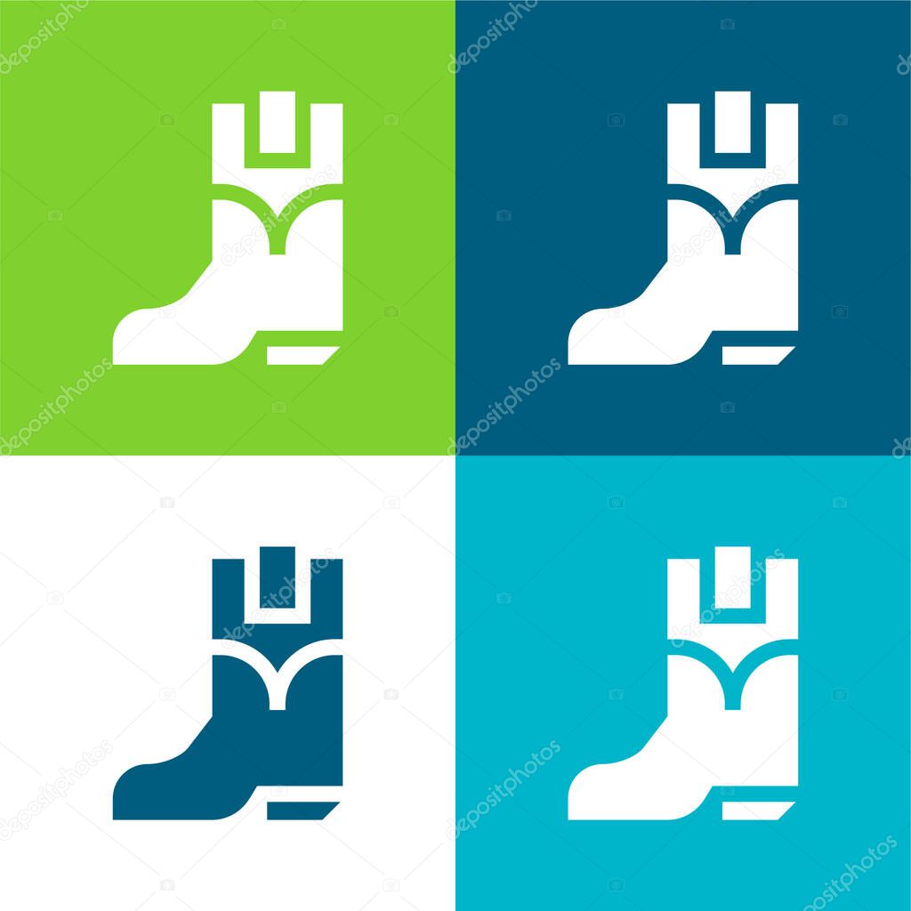 Boots Flat four color minimal icon set