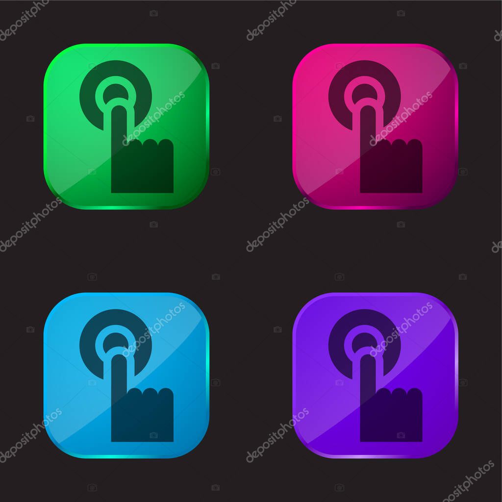 Alarm four color glass button icon