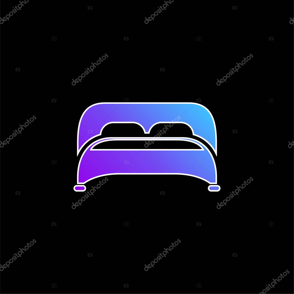 Bed With Two Pillows Bottom View blue gradient vector icon