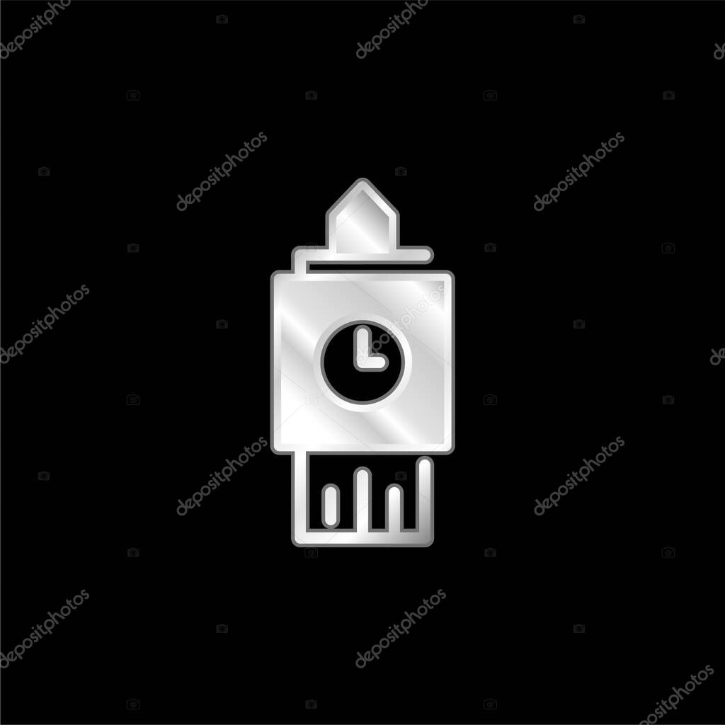 Big Ben silver plated metallic icon