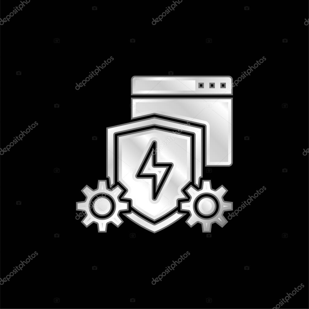 Anti Virus Software silver plated metallic icon